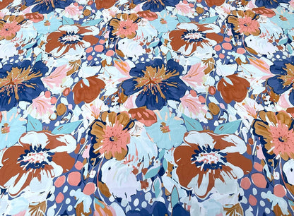 Seda Francesa Multicolor Floral – Azul y Tonos Pastel