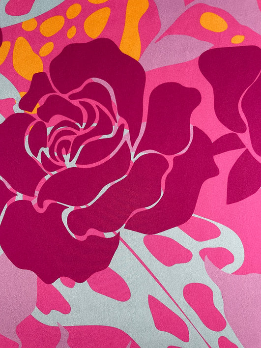 Seda Italiana Floral Grande Fucsia