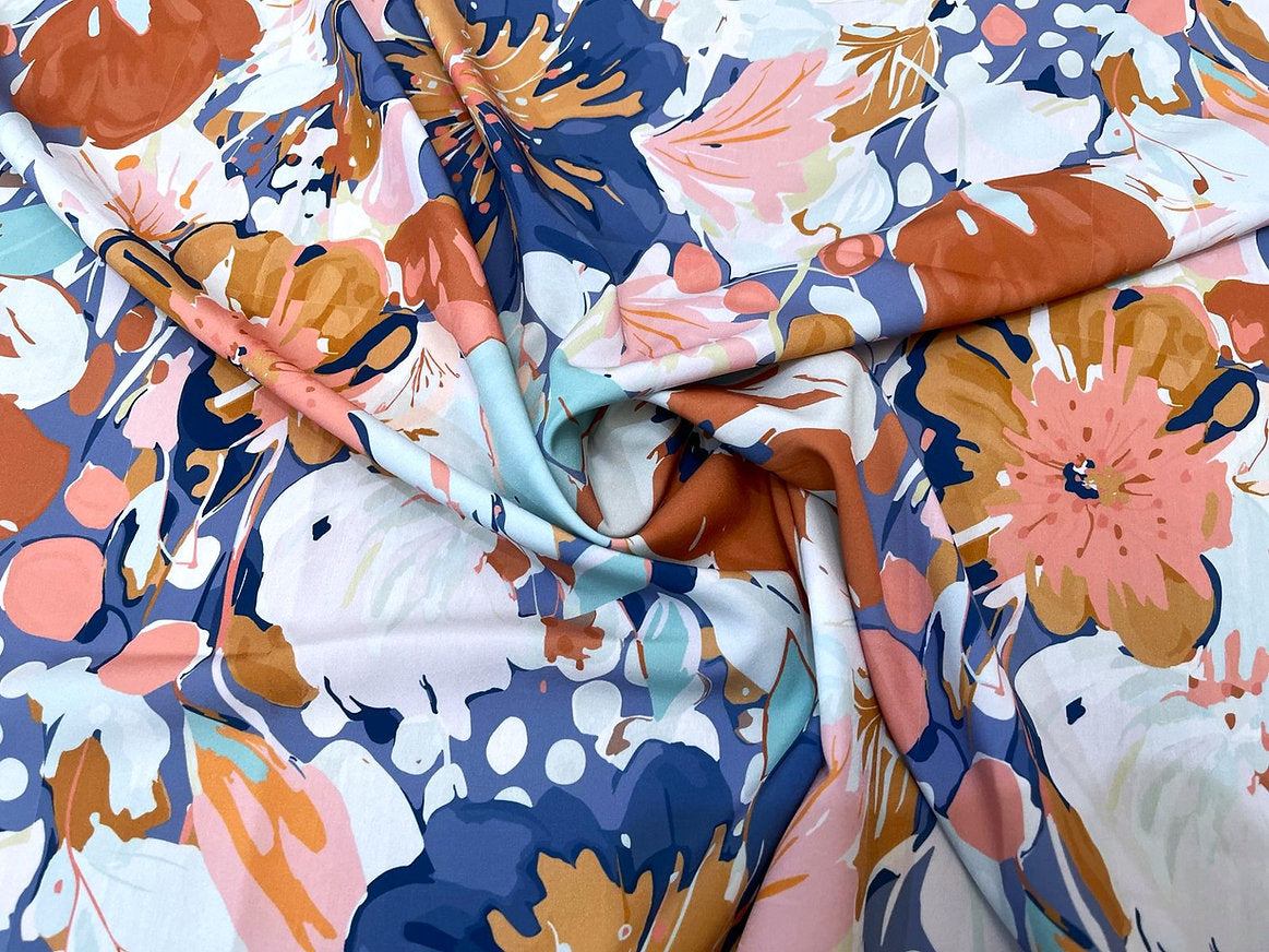 Seda Francesa Multicolor Floral – Azul y Tonos Pastel