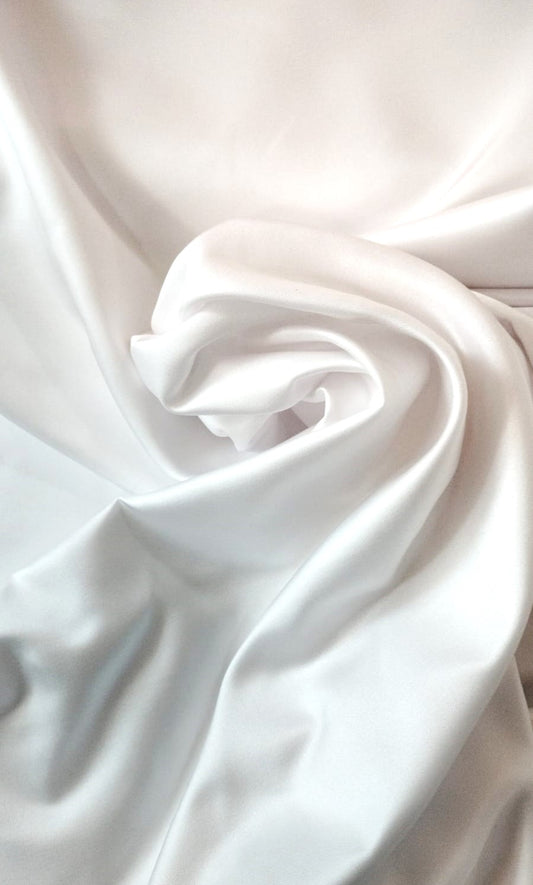 Satin Liviano Stretch Spandex - Blanco y Beige
