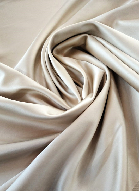 Satin Liviano Stretch Spandex - Blanco y Beige